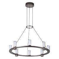 Люстра подвесная Defance 7143/55L Odeon Light прозрачная на 8 ламп, основание серое чёрное в стиле классический современный кольца Люстра подвесная Defance 7143/55L Odeon Light прозрачная на 8 ламп, основание серое чёрное в стиле классический современный кольца